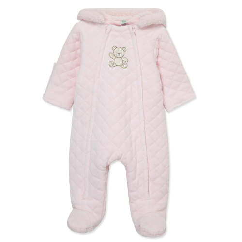 Pink Bear Quilted Velour Pram