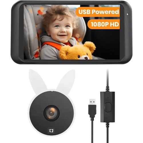 USB Car Camera for Baby : 4.5" Baby Car Camera with 1080P Crystal Clear Mirror View, Easy Installation Carseat Camera Rear Facing Kids, HD IR Night Vision Backseat Camera
