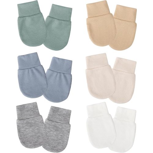 AQOKKA Newborn Baby Mittens No Scratch Elastic Wrist Gloves Infant Toddler Mittens for Baby Boy Girl 0-6 Months