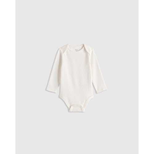 100% Organic Cotton Long Sleeve Bodysuit  in White