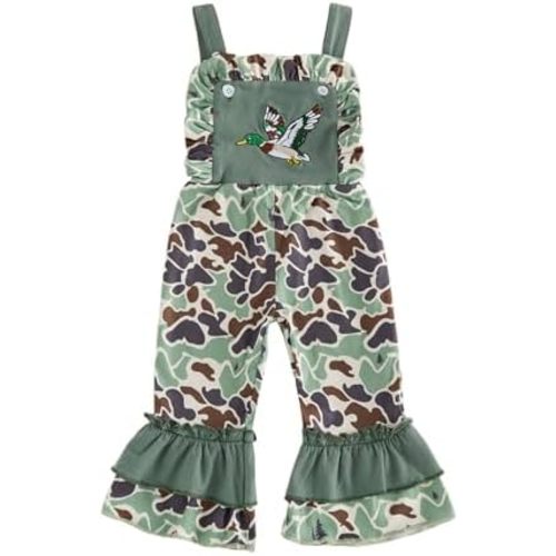 Kavousa Toddler Baby Girl Hunting Outfit Camo Overalls Jumpsuit Romper