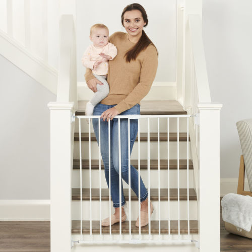 Regalo Top Of Stairs 40.5-in x 36-in Hardware Mounted White Metal Safety Gate