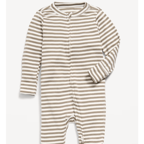 2-Way-Zip Sleep & Play Footed One-Piece for Baby Earth Brown Stripe
