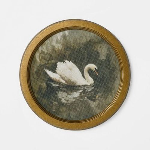 10" White Bird Round Framed Wall Art - Threshold™ designed with Studio McGee