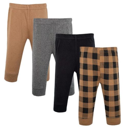 Hudson Baby Boy Cotton Pants and Leggings, Brown Black Plaid, 0-3 Months