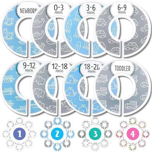 Eli with Love Baby Closet Dividers (Baby Blue) – Fits 1.5" Rod - Set of 8 Baby Clothes Organizers – Organize Nursery Hangers Size/Age