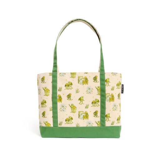 Frog and Toad large zippered tote