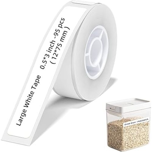 NIIMBOT D11 Label Maker Tape Adapted Label Print Paper Standard Laminated Office Labeling Tape Replacement Pure Color (White, Large)