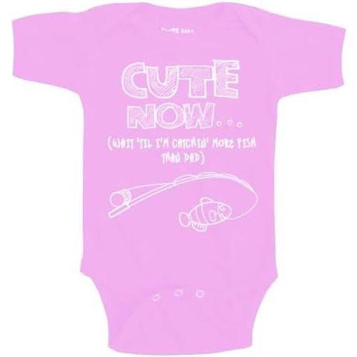 Cute Now... Wait 'Til I'm Catchin' More Fish Than Dad - Baby Infant Fishing Bodysuit Short Sleeve