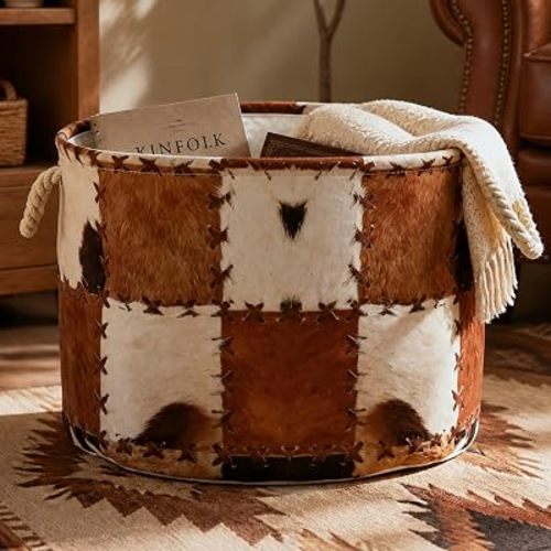 Highland Cow Nursery Bins Boxes for Toys Clothes Laundry Hamper Basket with Handles Nursery Hamper Toy Box Clothe Organizer Large Capacity (Cow patch)