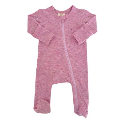 Pink Speckle / 2-Way Zip Footie