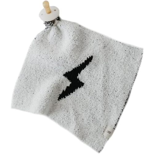 Forever French Baby | Lovey | Pacifier Holder | Lovey Gifts | Boy & Girl | Ideal for Age 0 Months & Up | Microfiber Feather Yarn | Pacifier Not Included (Lightning Bolt)