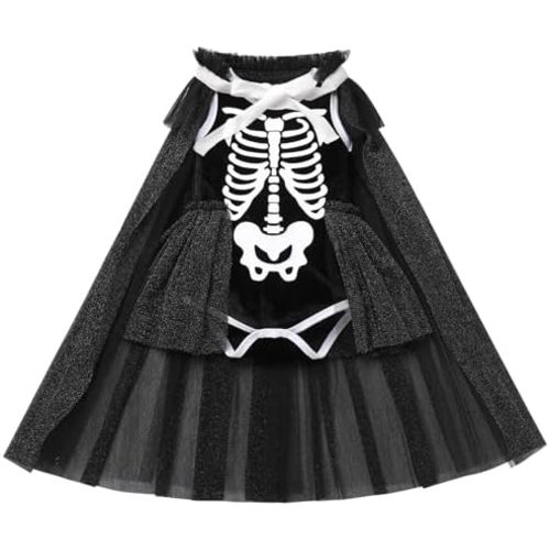 My First Halloween Dress Baby Girl Skeleton Velvet Bubble Romper Sequin Tulle Cloak Toddler Christmas Birthday Outfit