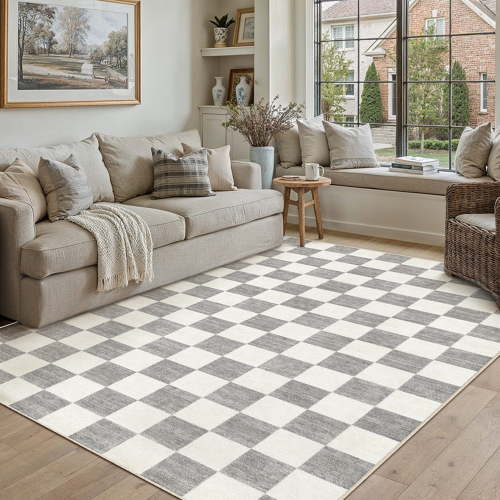 BERTHMEER 5'x7' Area Rugs for Living Room Bedroom Dining Room Farmhouse Kitchen Office Geometric Modern Rugs Machine Washable Non Slip Indoor Carpets,Gray