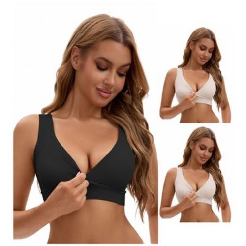 INSPIRE CHIC Nursing Bra for Women's Crossover Push Up Wirefree Sleep Breastfeeding Maternity Bralette 3 Packs