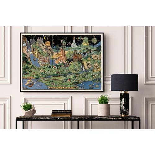 The Land of Make Believe Map Reproduction Print, Jaro Hess Fantasy Children's Poster, Vintage Nursery Wall Art