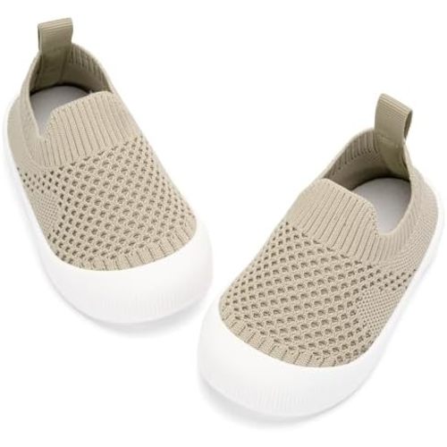BACSAC Baby Toddler Unisex Infant Shoes Boys Girls Beige Mesh Breathable Non-Slip Soles 6-36 Months