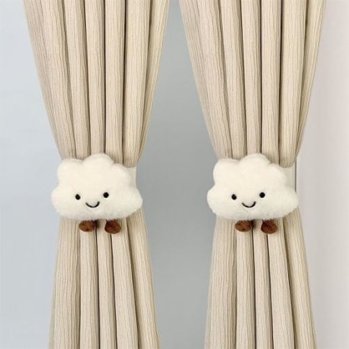 Hygge Living 2PACK Snap-Fit Cartoon Cloud Curtain Tiebacks Hook Holdbacks Cute Curtain Holdbacks Rope for Baby Kid Girls Living Room Bedroom Nursery Decor Home Office Decorative (Cloud)