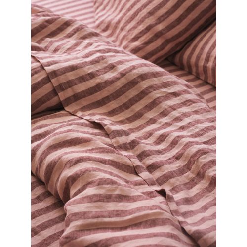 Rhubarb & Rose Pembroke Stripe Linen Blend Flat Sheet | Piglet in Bed US