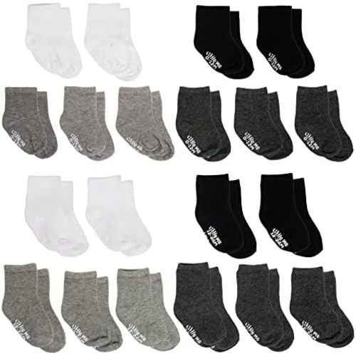 Little Me baby boys Grey White & Black Pack Newborn Infant Toddler Unisex Socks, Multi, 0-24 Months US