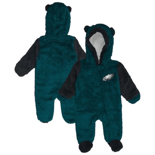 Newborn Outerstuff Midnight Green Philadelphia Eagles Teddy Fleece Bunting Full-Zip Sleeper