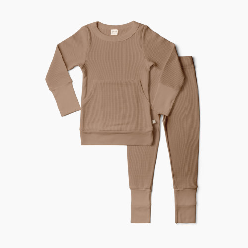 Goumi Kids Thermal Organic Toddler Pants and Long-Sleeve Jogger Set - Natural, 2 T