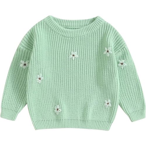 Mubineo Baby Girl Winter Clothes Cute Flower Sweater Crewneck Pullover Long Sleeve Knit Newborn Infant Sweaters