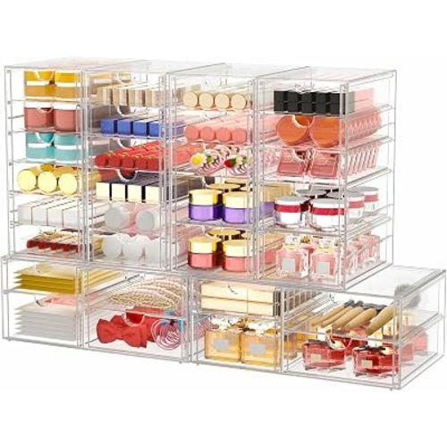 caktraie 30-Drawer Acrylic Storage & Makeup Organizer for Desk