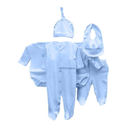 Leey-World Clothes Baby Girl Boy Clothes Set +Bib+Sock Set Tops+Hat+Pants 8Pcs Outfits Boy Shose+Romper Girl Boy Outfits Preemie Baby Clothes Cotton Blend(Light Blue,0-9 Months)