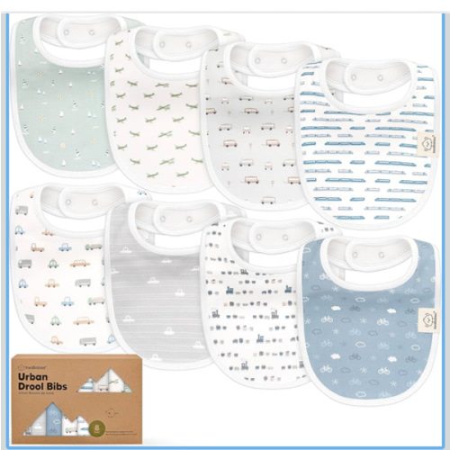 8-Pack Organic Baby Bibs for Boys, Girls - Soft Cotton Drooling and Teething Bibs for Baby Girl & Boy, Extra Absorbent, Easy to Clean & Put On for Toddler, Newborn, Infant 0-24 Months (Vessels)
