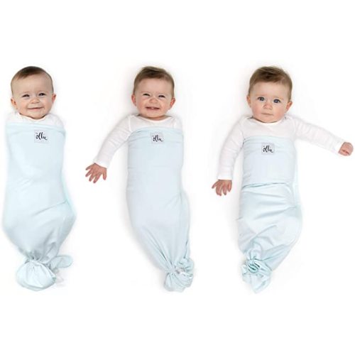 The Ollie Swaddle -- Helps to Reduce The Moro (Startle) Reflex -- Made from a Custom Designed Moisture-Wicking Material (Sky)