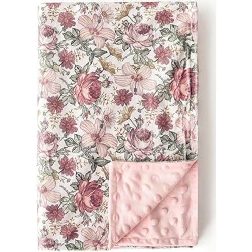 Baby Blankets for Unisex Boys Girls, Soft Plush Minky Blanket with Double Layer Dotted Backing for Infant Newborn Toddler, Vintage Floral Western Wild Flowers 30 x 40 Inch (Vintage Floral)