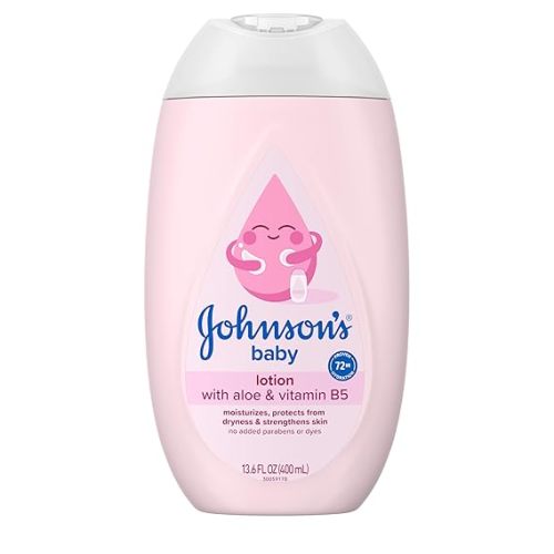 Johnson's Baby Lotion with Coconut Oil, Aloe Vera & Vitamin B5, 72 HR Hydration, Skin Moisturizer, Hypoallergenic, Newborn Safe, Protects From Dryness & Strengthens Skin, Baby Essentials, 13.6 fl. oz