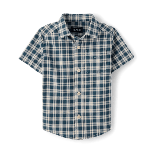 Baby And Toddler Boys Plaid Poplin Button Up Shirt - Blue