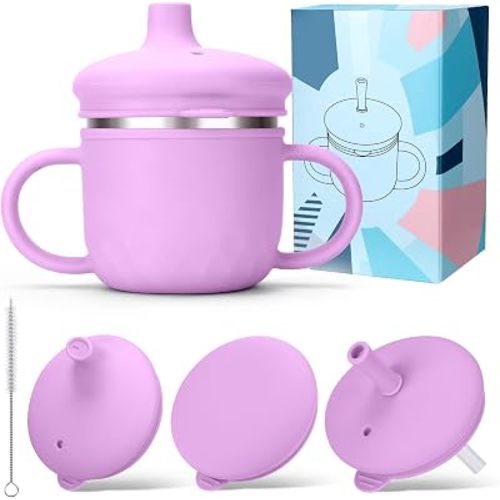 BUSOHA 3 IN 1 Stainless Steel Toddler Sippy Cup - 8oz Baby Sippy Cup
