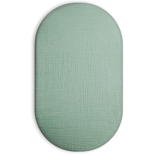 Bassinet Sheet for Baby Boy and Girl, Fitted Sheets for Rectangle, Oval, Hourglass Bassinet Mattress, Muslin Moses Basket Sheets with Neutral Style (Sage)