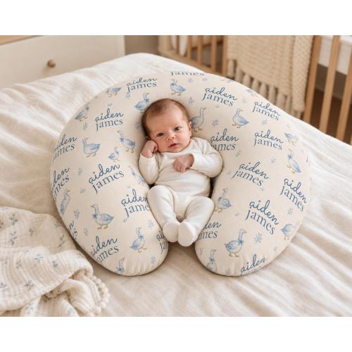 Personalized Goose Nursing Pillow Cover, Custom Baby Name Slipcover (Cover Only)