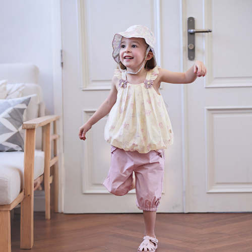 Dave&Bella Summer Toddler Girls Butterfly Print Stylish Square Collar – Dave & Bella