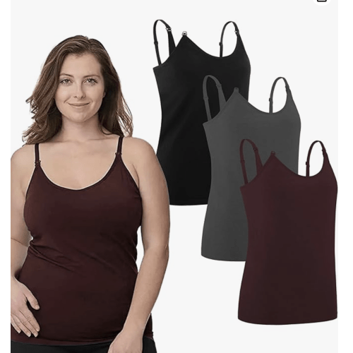 Under Control Nursing Cami Tank Tops for Breastfeeding Women Nursing Tops Maternity Shirts, Camisoles with Built in Bra 3Pack