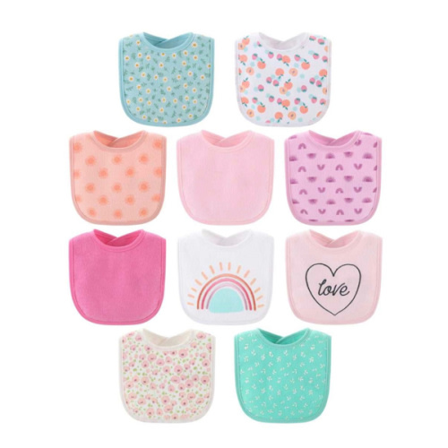 Rainbow Floral Baby Girl Terry Bib Set of 10