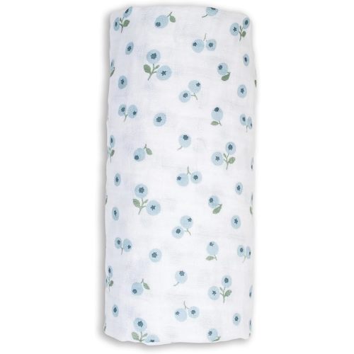 lulujo Baby Swaddle Blanket Unisex Softest 100% Cotton Muslin Swaddle Blanket Neutral Receiving Blanket for Girls & Boys| 40in x 40in| Baby Gift| Blueberries