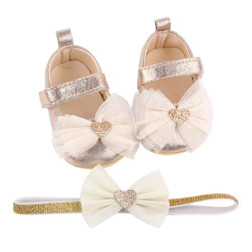 MHZLDYZ Baby Girl Shoes 6-319 Months Toddler Baby Soft Girls Headband Shoes Bowknot Prewalker Infant Princess Baby Shoes Toddler Sock Shoes Baby Boy Shoes Toddler Shoes Girl(Gold,11)