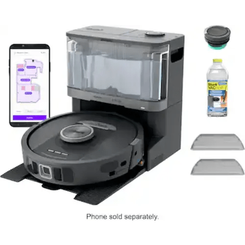Shark - Robot Vacuum & Mop PowerDetect NeverTouch, Combo, Self-Emptying & Self-Refilling, 60-Day Debris Capacity with Pad Dry - Gaia Grey