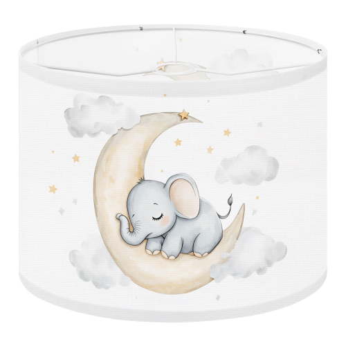 Boho Linen Drum Lampshades Cute little elephant sleeps moon watercolor drawn 13"x13"x10" Light Shade for Table Lamps Floor Lamps Drum Lamp Shades Lampshade Replacement Assembly Required