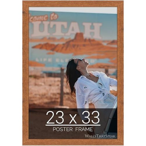 wallsthatspeak 23x33 Light Walnut Rustic Pine Picture Frame for Puzzles Posters Photos or Artwork