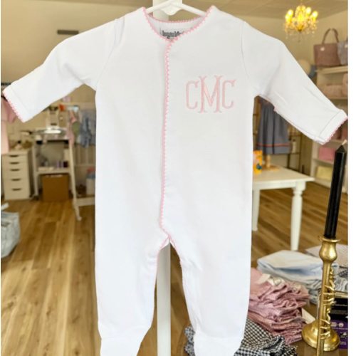 Pink Trim Footie – Little Stitches & Co.