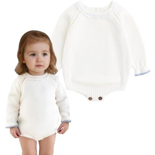 Simplee kids Baby Girls Kint Romper Fall Long Sleeve Rompers Newborn Baby Solid Overall Jumpsuit Outfits