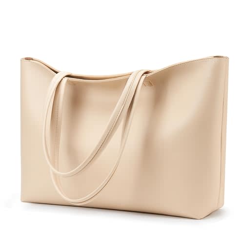 KALIDI Tote Bag Zipper Shoulder Bag Vegan Leather Purses Satchel for Women | Large Casual Handbag for Work Commuting Dating College Everyday