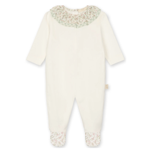 Mint Floral Trim Footie