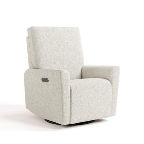Storkcraft Santorini Deluxe Power Recliner Swivel Glider with Dual USB Charging Ivory Boucle